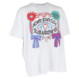 Acne Studios Printed T-Shirt in White Cotton