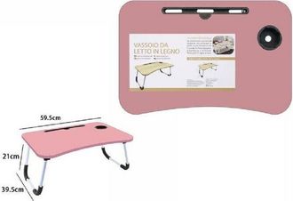 Trade Shop Trade Shop - Vassoio Scrivania Pieghevole Tavolino Tavolo Per Pc Slot Tablet Tazza Rosa 71365