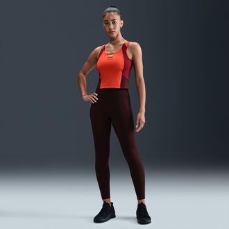 Nike Womens Universa High-Waisted 7/8 Leggings with No Front Seam in Red | HQ6813-652