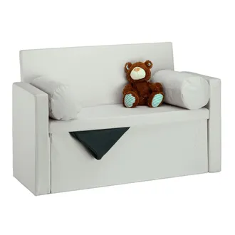 Relaxdays Relaxdays - 10022872550 Panca Con Schienale Reclinabile, Cuscini, Pouf Contenitore Per Ingresso, Corridoio, 75x115x47cm, Crema