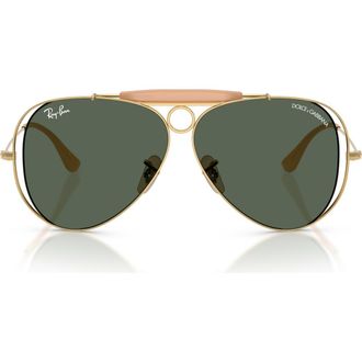 Ray-Ban 53mm Shooter Pilot Sunglasses in Arista /Dark Green at Nordstrom