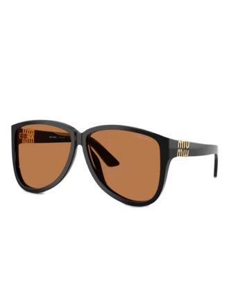 Miu Miu Eyewear logo geometric sunglasses - women - Acetate - 61 - Black