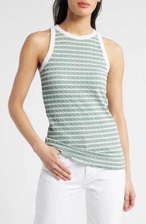 Loveappella Stripe Racerback Tank in Sage at Nordstrom, Size X-Large