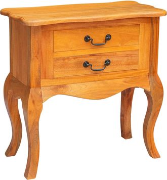 vidaXL Mesa Lateral Natural 60,5 X 30 X 61 Cm Madera De Caoba S&oacute;lida Vidaxl