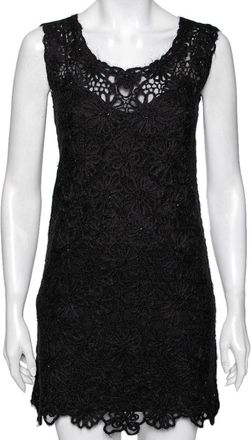 Moschino Cheap And Chic Vintage Black Floral Embroidered Sleeveless Dress