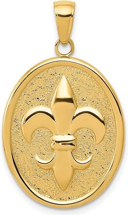 Diamond2Deal 10k Yellow Gold Fleur-De-Lis on Oval Disk Pendant