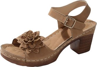 Generic Orthopedic Sandals for Women Wide Fit Low Heeled Sandals Summer Dressy Floral Wedge Sandal Casual Comfortable Non-Slip Solid Color Open-Toe Walking Sh