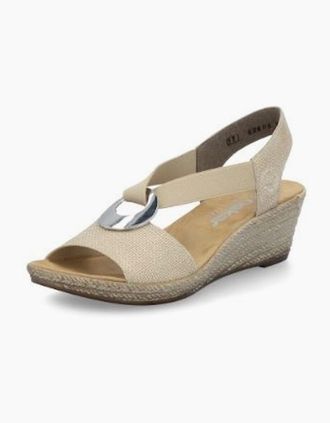 Rieker Womens Rieker Womens Wedge Sandal - Multi 624H6-93 - Tan - Size: 6