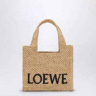 Loewe Font Tote mini raffia bag