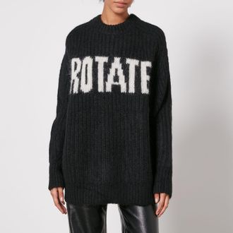 Rotate Womens Oversized Knit Jumper in Black Textile - Size 10 UK