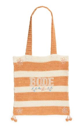 Bode Sherbet Beaded Crochet Tote in Cream Orange at Nordstrom