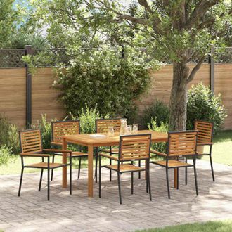 vidaXL Conjunto De Comedor De Jard&iacute;n 7 Pcs Negro Polirat&aacute;n Vidaxl