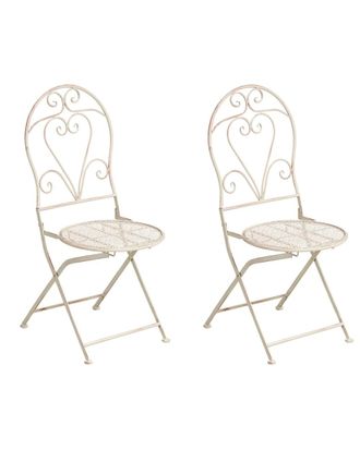 Beliani Conjunto de 2 sillas de jard&iacute;n plegable Metal Beige claro