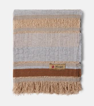 Lyria Xoroi striped jute and wool-blend throw
