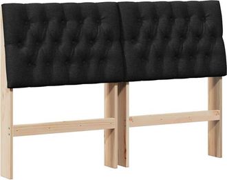 vidaXL Upholstered Headboard Black 160 cm Solid Pine Wood vidaXL