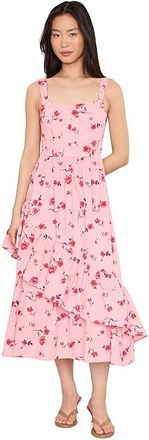 CeCe by Cynthia Steffe Asymmetrical Ruffle Hem Midi Dress Womens Dress Coral Bloom : 12, Cotton/Spandex