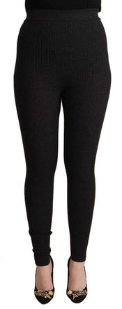 Dolce & Gabbana Womens Ribbed Knit Leggings Pan71084 - Black