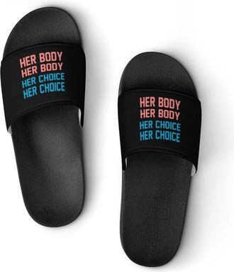 Generic Her Body Her Choice Shower Shoes Slipper for Women Men Beach Slippers Quick Drying Non Slip Open-Toe Sandals