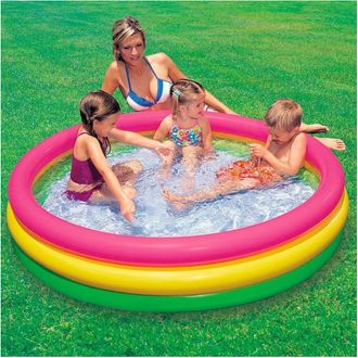Trade Shop Trade Shop - Piscina 3 Anelli Gonfiabile Colore Verde Giallo Fucsia 114 X 25 Cm Bambini 57412