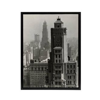 Artery8 New York City view Alfred Stieglitz Framed Canvas Wall Art Print in Grey | Size: W24 x H32