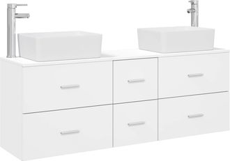 vidaXL Juego De Muebles De Ba&ntilde;o 3 Uds. Blanco 53 X 34,5 X 63 Cm Vidaxl