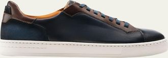 Magnanni Mens Amadeo Burnished Leather Low-Top Sneakers