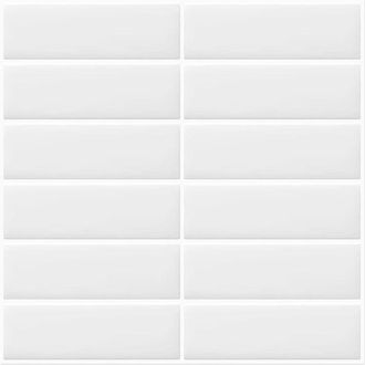 OEM Azulejos Blancos Autoadhesivos Para Pared Tipo Metro, Para Cocina Y Ba&ntilde;o, 10 L&aacute;minas (30,5 Cm &times; 30,5 Cm)