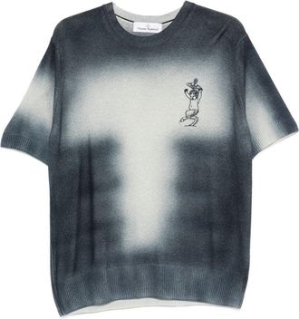 Vivienne Westwood Gradient Knit Blue T-Shirt With Ribbed Details