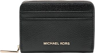 Michael Kors Jet Set Small Pebbled Leather Zip-Around Card Case - Dames - Portefeuilles - Zwart - ONE Size - Leer - Accessoires