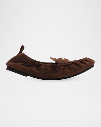 Burberry Suede Fawn Penny Loafers
