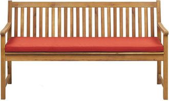 Beliani Beliani - Banco De Jard&iacute;n De Madera De Acacia Clara 160 Cm Listones Coj&iacute;n Terracota Para Exterior Estilo R&uacute;stico Vivara