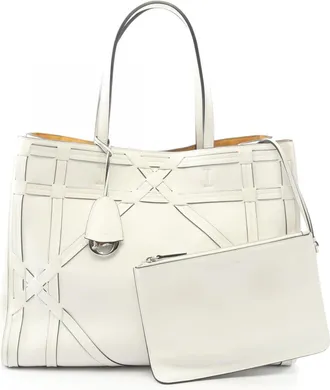 Dior White Leather Handbag Tote Bag (Pre-Owned)