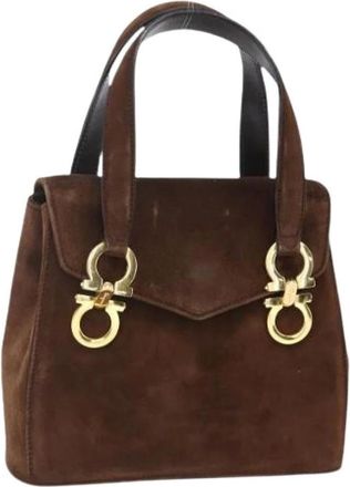 Ferragamo Pre-owned Handbags, female, Brown, Size: ONE SIZE Pre-owned Suede Handbag