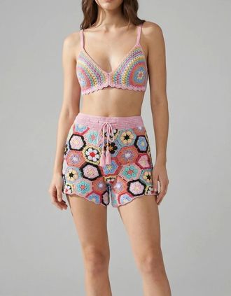 Oceanus Womens Hexa Bloom Crochet Shorts - Size: XL