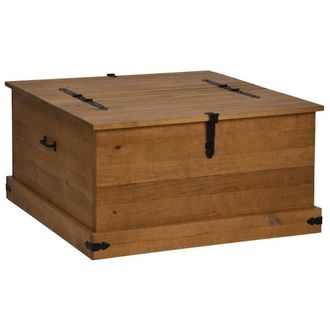Berkfield Home Storage Chest HALDEN 91x91x47 cm Solid Wood Pine in Brown | Size: 91 x 91 x 47 cm
