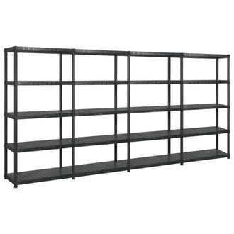 vidaXL Estanter&iacute;as De Almacenaje 5 Niveles Pl&aacute;stico Negro 340x40x185cm Vidaxl