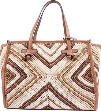 Gianni Chiarini Chevron Patterned Leather Trim Tote Bag
