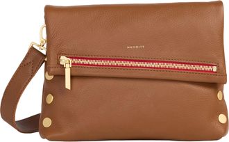 Hammitt Hammitt VIP Mahogany Pebble Brushed Gold Red Zip Med