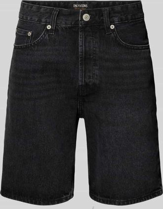 Only & Sons Straight Leg Jeansshorts aus reiner Baumwolle Modell EDGE in Black, Gr&ouml;&szlig;e XXL