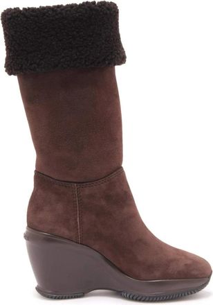 Hogan Aantrekkelijke Leren Enkellaars in Donkerbruin - Dames - Winterlaarzen - Bruin - 35 1/2 EU - Schoenen