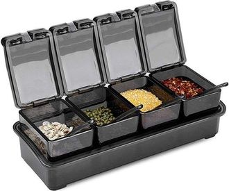 No Brand Juego De 4 Botes Para Especias Con 4 Cucharas, Bote Transparente Para Especias, Juego De Caja Para Especias