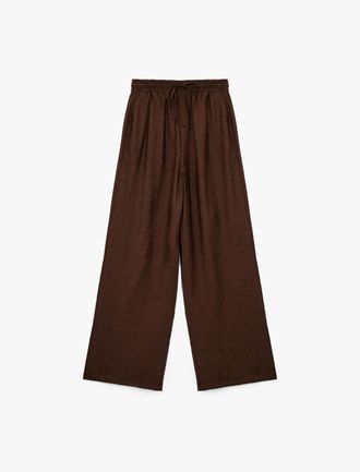 Koton BROEKEN Wijd Uitlopende Modal Broek met Floral Textuur