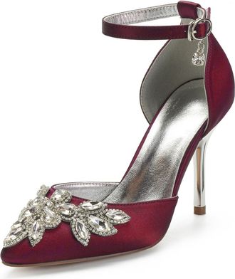 Miyoopark Womens High Heel Wedding Shoes Beaded Elegant Formal Party Pumps M530 Burgundy UK 7.5