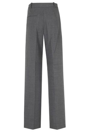Self Portrait Gray Front Pleats Straight-Leg Tailored Pants