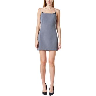 endless rose Lace Trim Sleeveless Minidress in Heather Grey at Nordstrom, Size X-Small