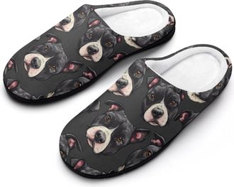 Generic Staffordshire Bull Terrier Dog Funny Mens Cotton Slippers Shoes Novelty Soft Non-Slip Sole Home Shoe