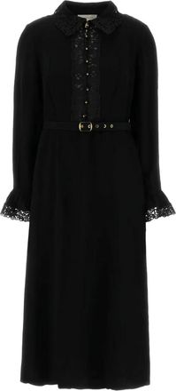 Zimmermann Midi-jurk van crêpe en kant - Zwart