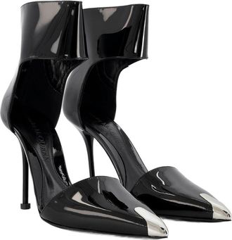 Alexander McQueen Patent Leather Cut-Out Heel Sandal - Black