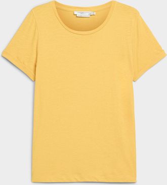 Contemporaine Womens Cuffed-sleeve organic cotton T-shirt
