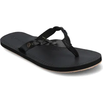 Journee Collection Tomi Braided Flip Flop in Black at Nordstrom Rack, Size 9